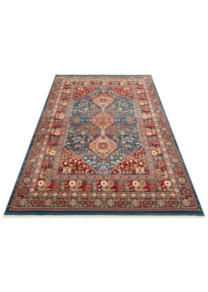 KYBELE XW 05 Navy Red  Sıcak Renk Tonlu  Otantik Makine Dokuması Krem Salon Halısı