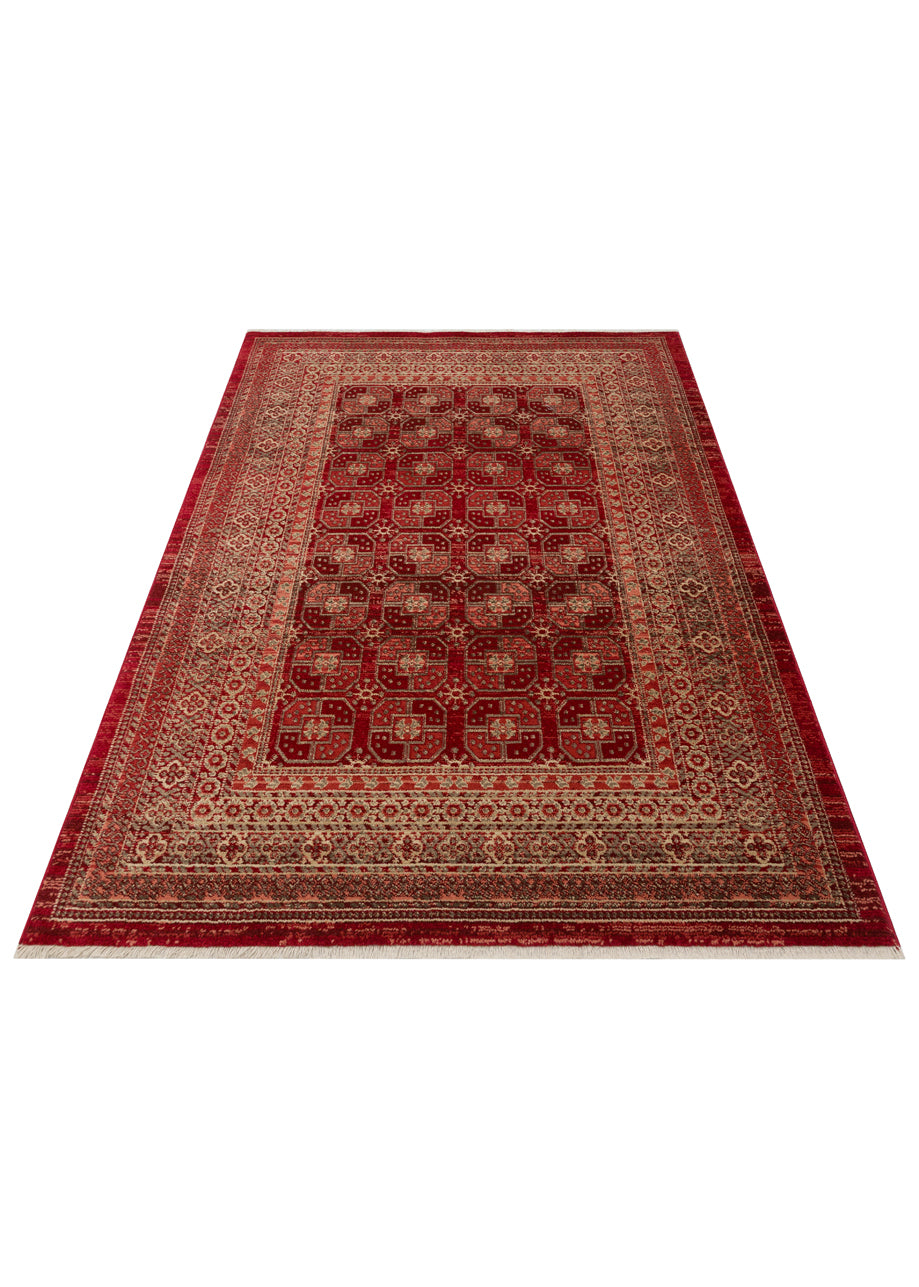 KYBELE 03 Red Sıcak Renk Tonlu Otantik   Makine Dokuması Salon Halısı