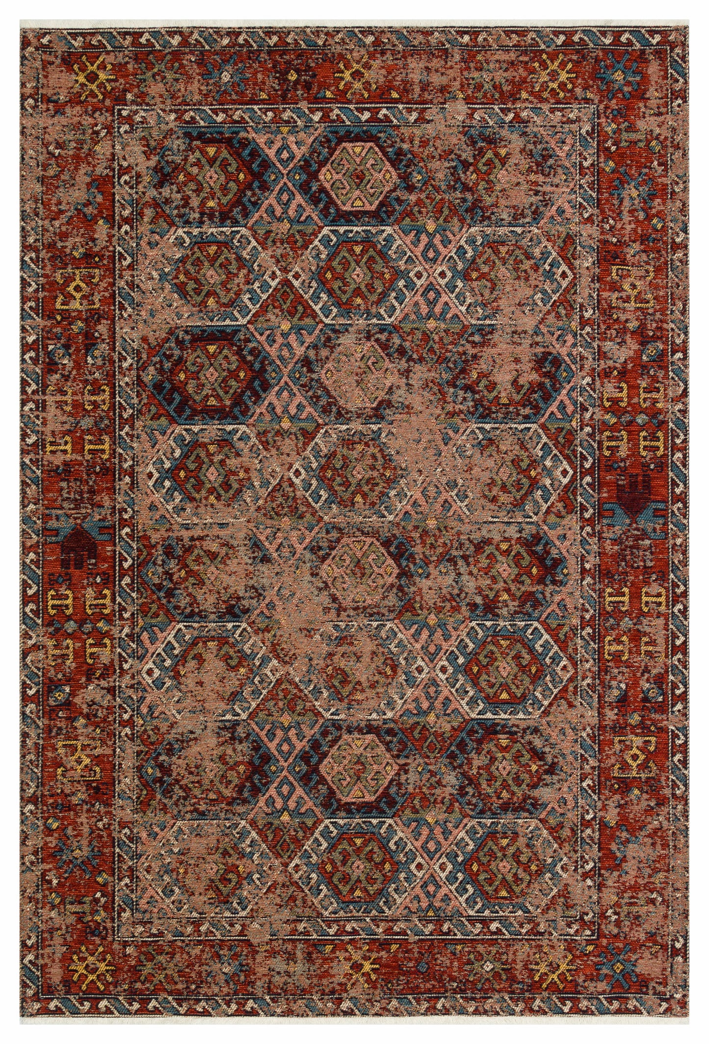 ANADOLU KILIM 03 MULTY Geleneksel Anadolu Motifli Makinede Yıkanabilir Kaymaz Tabanlı Şönil Dokuma Halı
