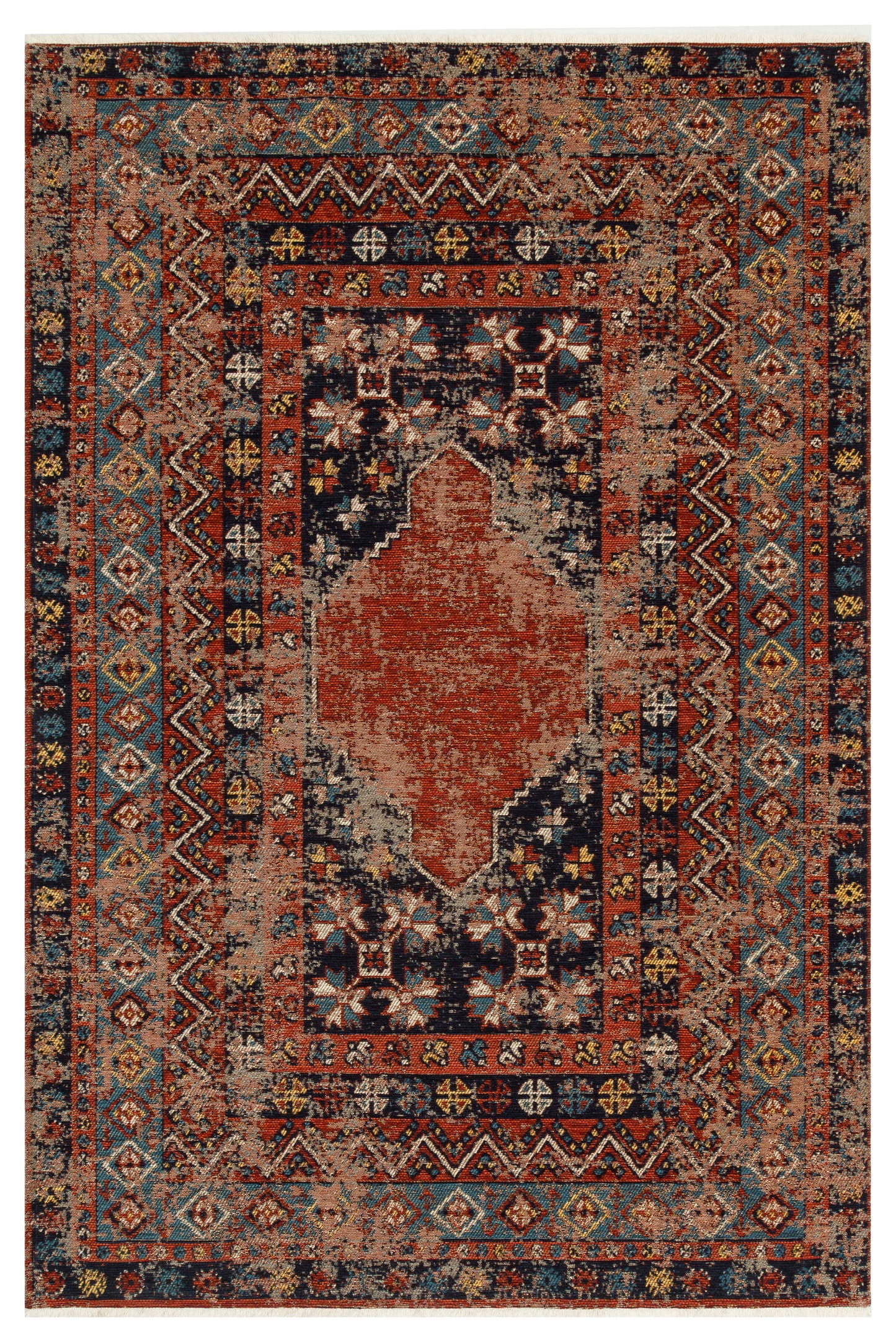 ANADOLU KILIM 04 MULTY Geleneksel Anadolu Motifli Makinede Yıkanabilir Kaymaz Tabanlı Şönil Dokuma Halı