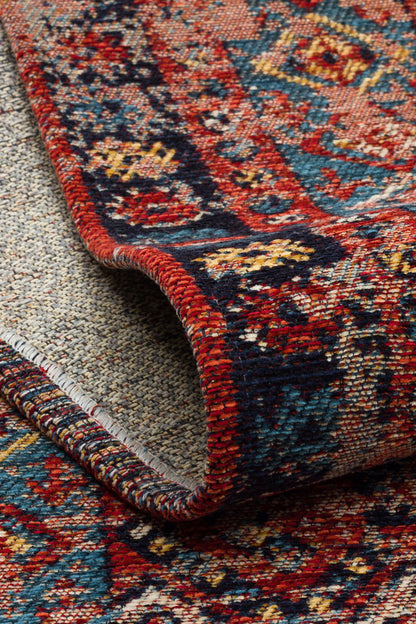 ANADOLU KILIM 04 MULTY Geleneksel Anadolu Motifli Makinede Yıkanabilir Kaymaz Tabanlı Şönil Dokuma Halı
