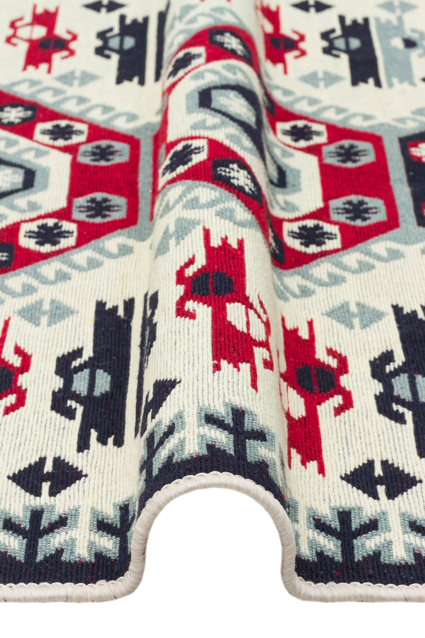 ARYA  30  RED  Makinede Yıkanabilir Çift Taraflı Etnik  Dokuma Kilim