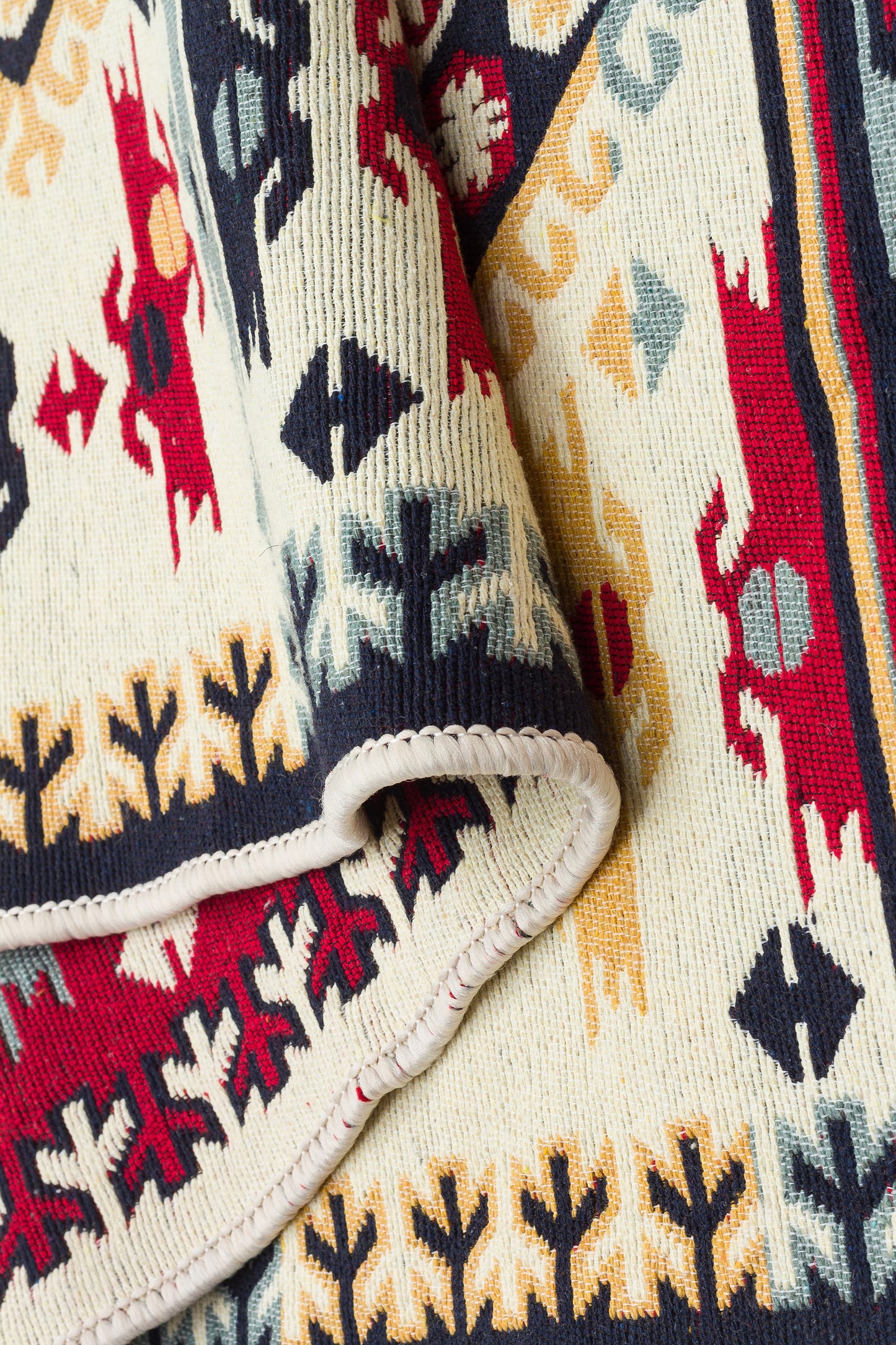 ARYA  30  RED  Makinede Yıkanabilir Çift Taraflı Etnik  Dokuma Kilim
