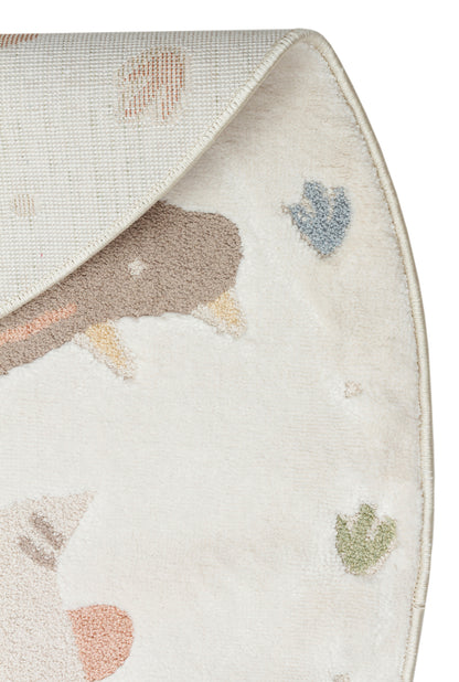 BAMBINO  07 CREAM MULTY Yuvarlak Pastel Renkli Hav ve Toz Vermeyen Çocuk Halısı