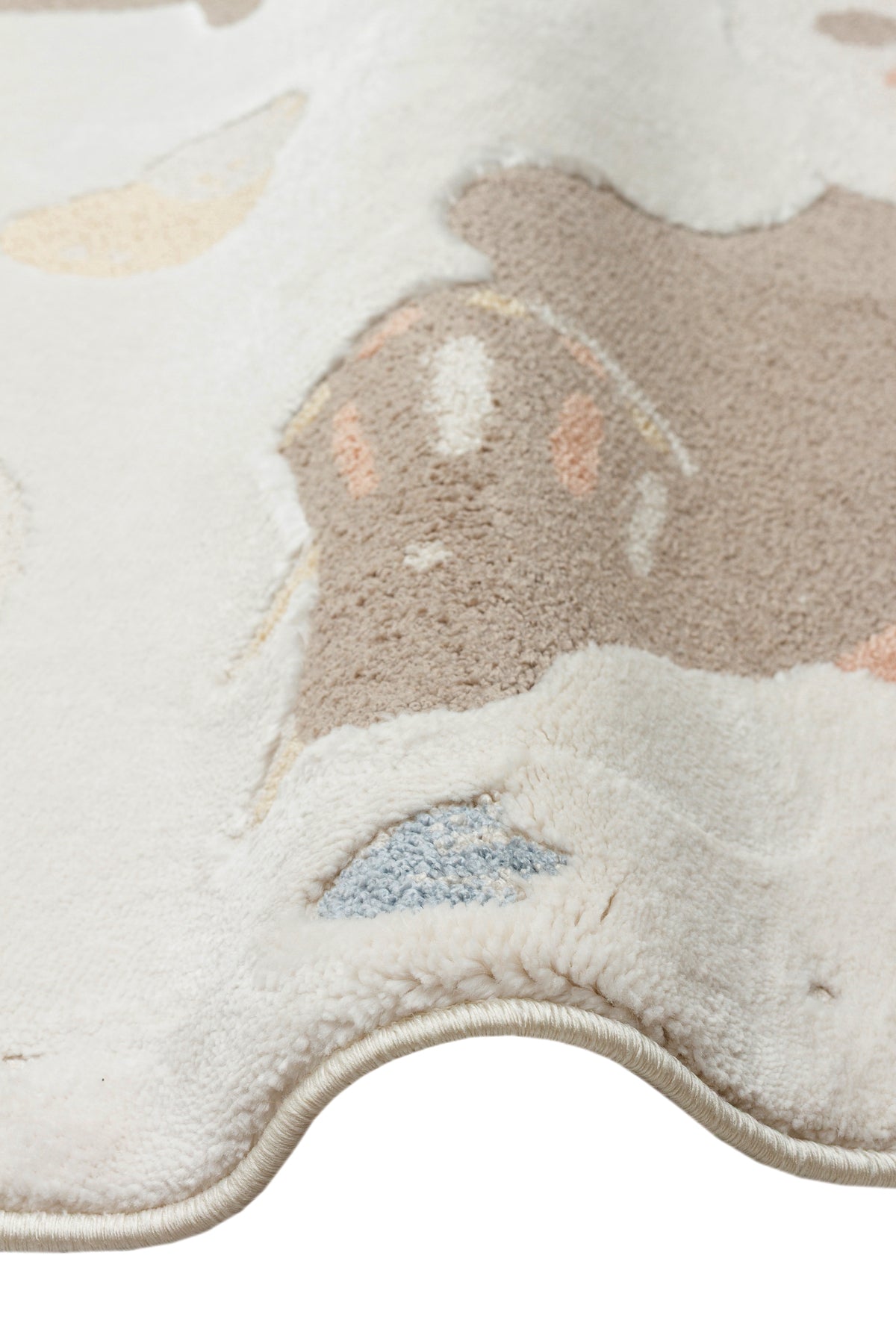 BAMBINO  07 CREAM MULTY Yuvarlak Pastel Renkli Hav ve Toz Vermeyen Çocuk Halısı