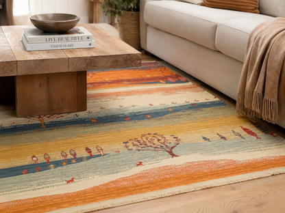 NOMAD 12  TERRA Makinede  Yıkanabilir Çift Taraflı Otantik Dokuma Kilim