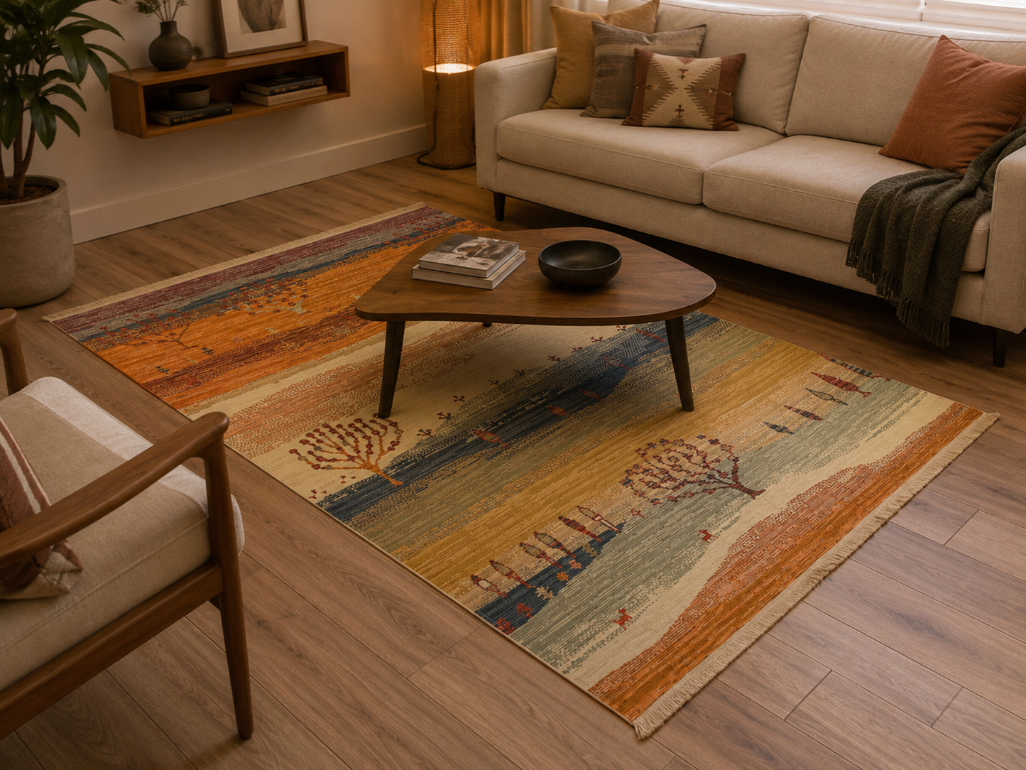 NOMAD 12  TERRA Makinede  Yıkanabilir Çift Taraflı Otantik Dokuma Kilim