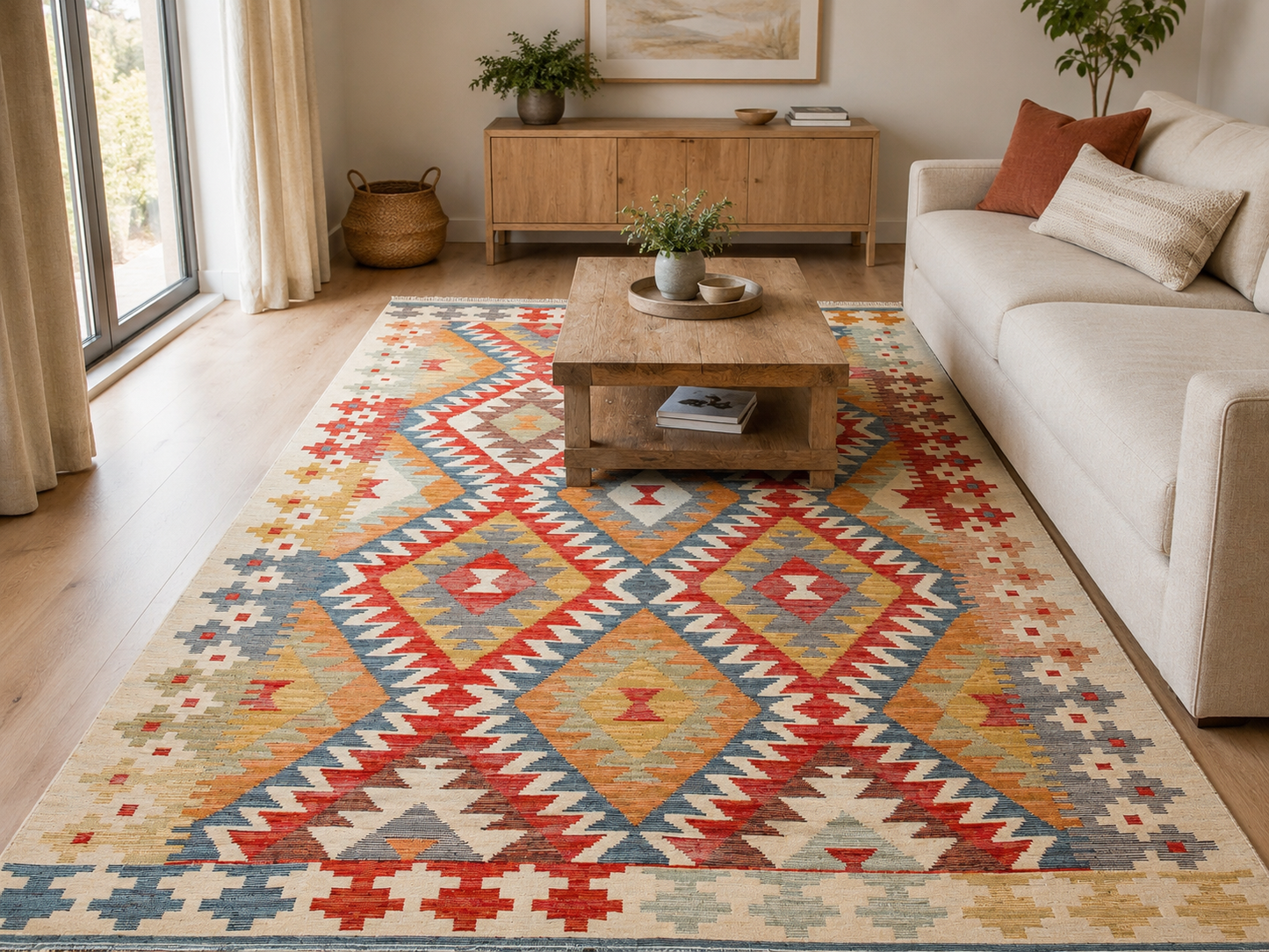 NOMAD 09 LIGHT MULTY  Makinede  Yıkanabilir Çift Taraflı Otantik Dokuma Kilim