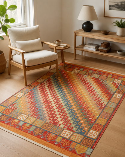 NOMAD  11 TERRA Makinede  Yıkanabilir Çift Taraflı Otantik Dokuma Kilim