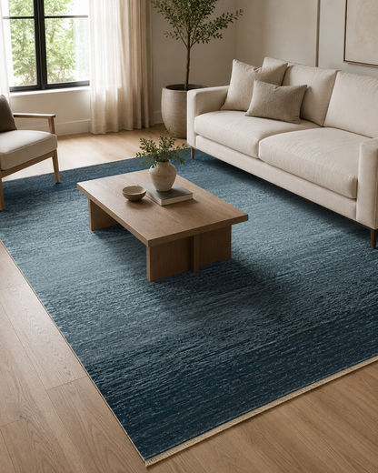 KUTNU KİLİM  01 ANTRASIT BLUE  Ombre Renk Geçişli Makinede Yıkanabilir Çift Taraflı Modern Kilim