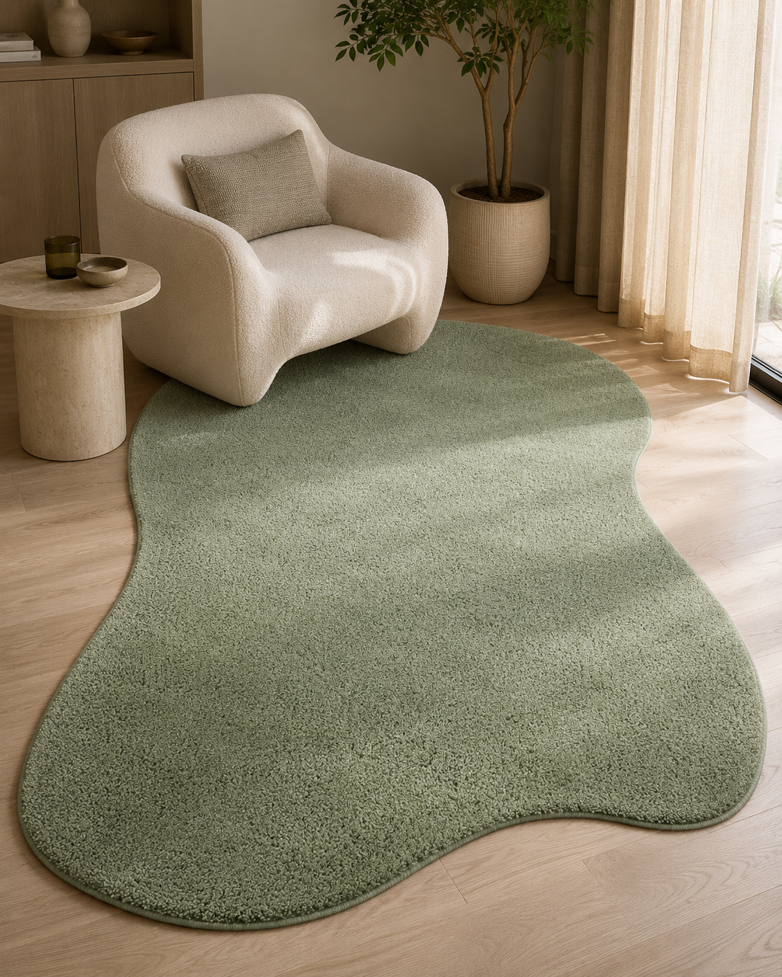 ZEN AMORF 01 GREEN  Hav Toz Vermez Yumuşak Tuşeli Zarif Tek Renk Yeşil Makine Halısı
