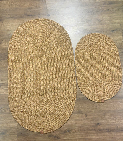Patna Natural  Jüt Hasır Örgü Banyo Paspası Takımı ,Yıkanabilir Banyo Halısı Klozet Takım