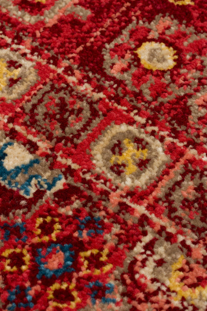 KYBELE XW 05 RED Sıcak Renk Tonlu Otantik Kırmızı  Makine Dokuması Salon Halısı