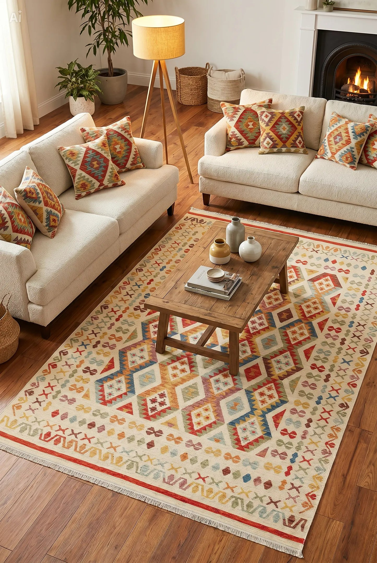 NOMAD 08 LIGHT MULTY  Makinede  Yıkanabilir Çift Taraflı Otantik Dokuma Kilim