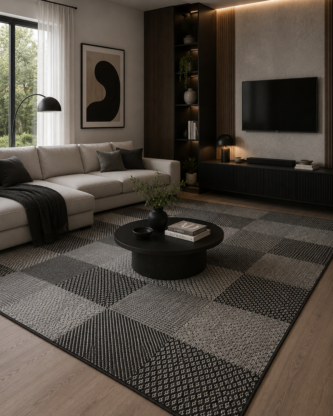 MONO  01 DARK GREY  Hav Toz Vermez Kaymaz Tabanlı İnce Modern Mutfak Halısı