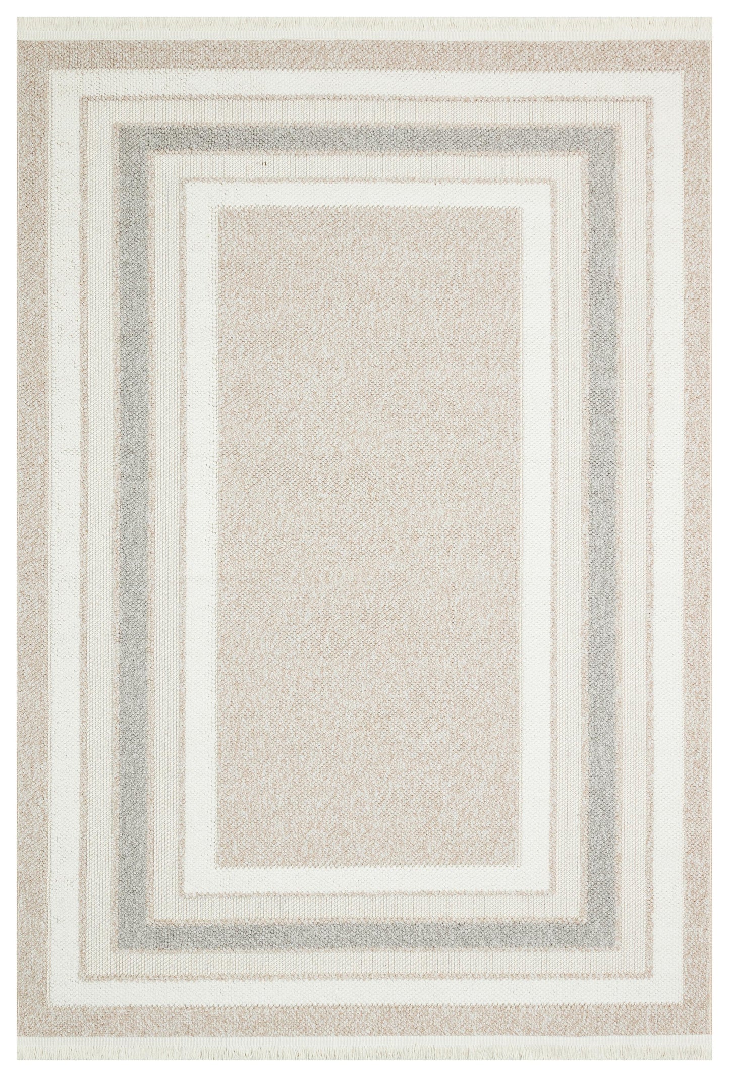MOTTO 04 BEIGE GREY Yumuşak Tuşeli Örgü Dokuma Modern Makine Halısı