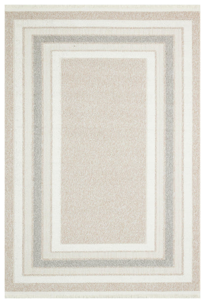 MOTTO 04 BEIGE GREY Yumuşak Tuşeli Örgü Dokuma Modern Makine Halısı