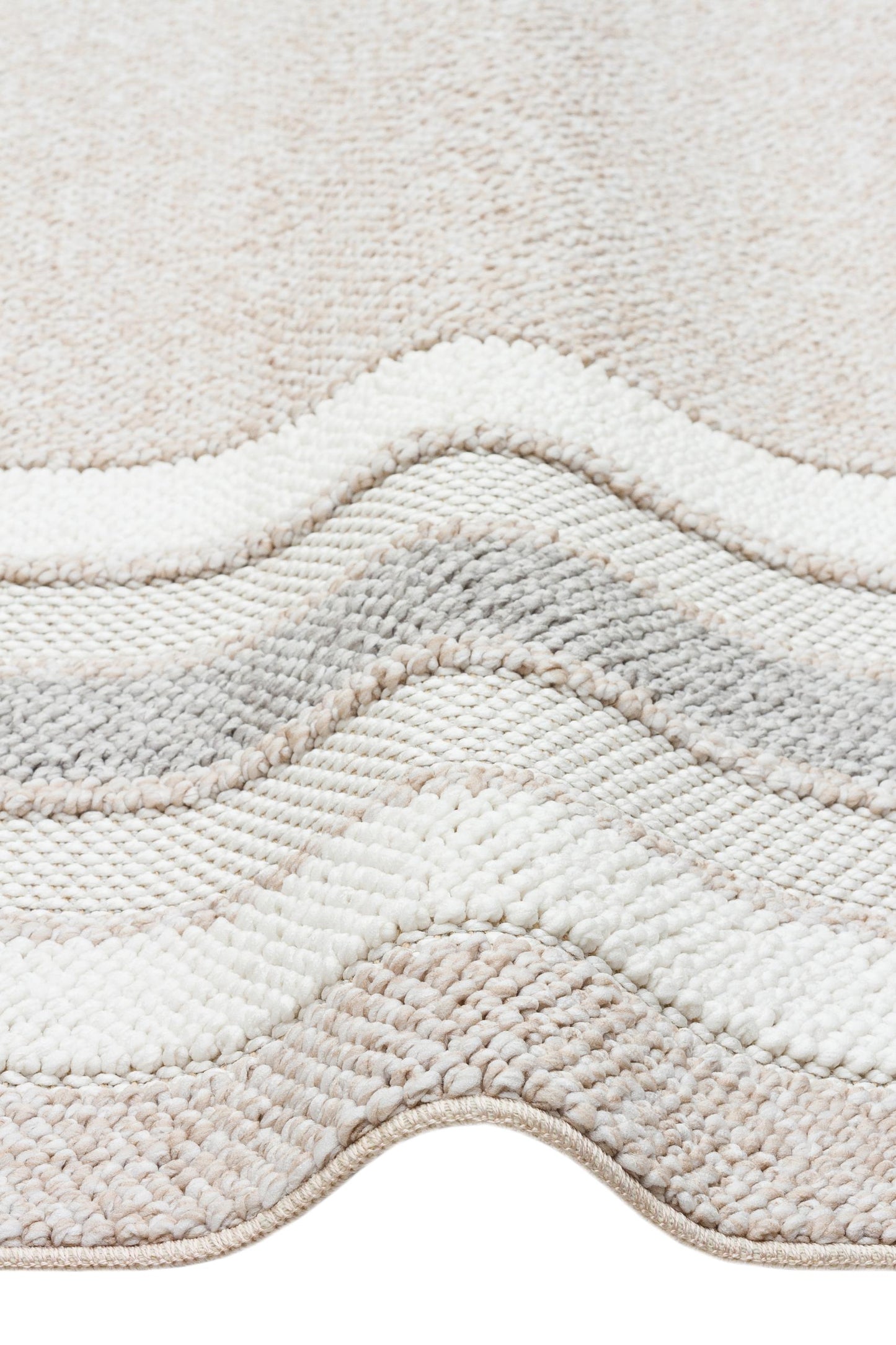 MOTTO 04 BEIGE GREY Yumuşak Tuşeli Örgü Dokuma Modern Makine Halısı