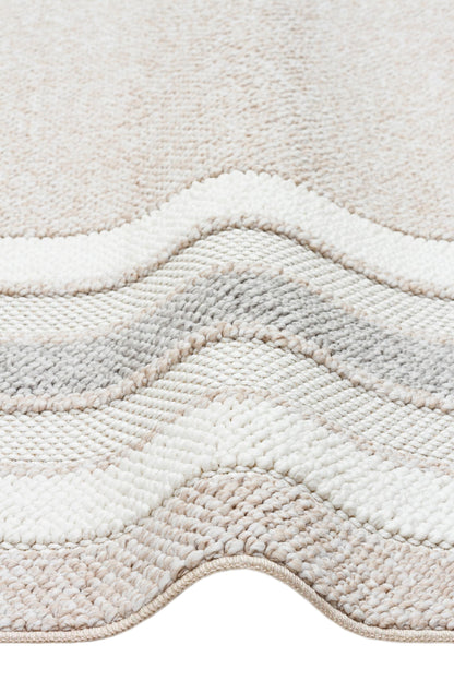 MOTTO 04 BEIGE GREY Yumuşak Tuşeli Örgü Dokuma Modern Makine Halısı