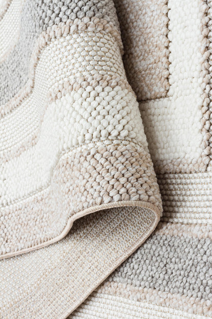 MOTTO 04 BEIGE GREY Yumuşak Tuşeli Örgü Dokuma Modern Makine Halısı