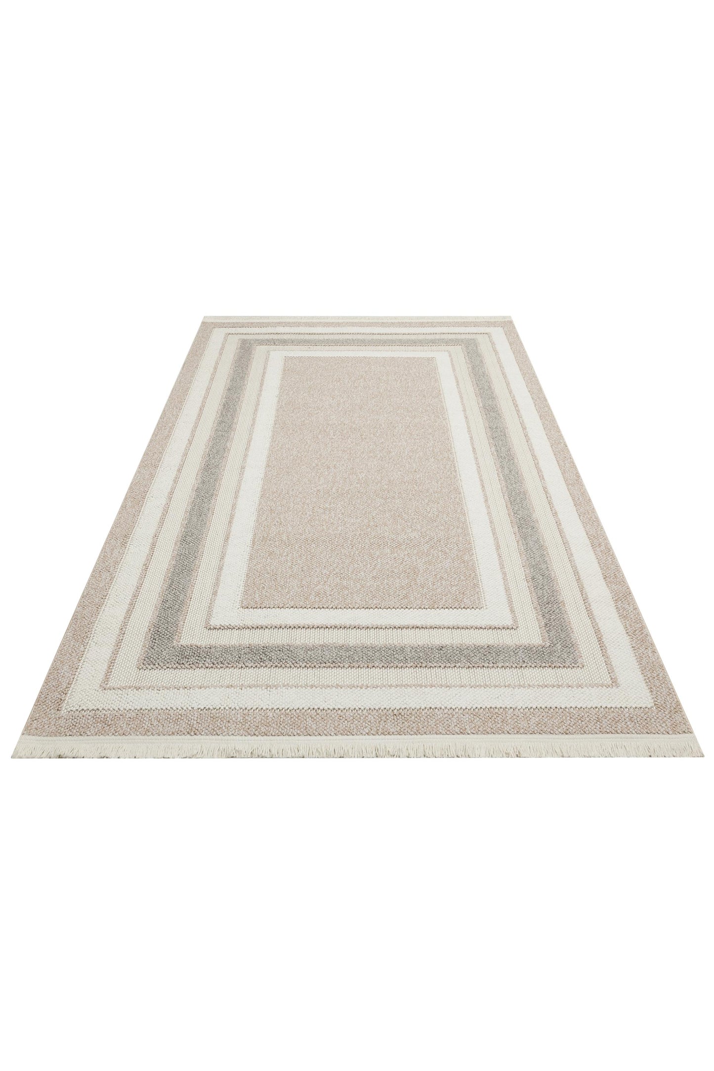 MOTTO 04 BEIGE GREY Yumuşak Tuşeli Örgü Dokuma Modern Makine Halısı