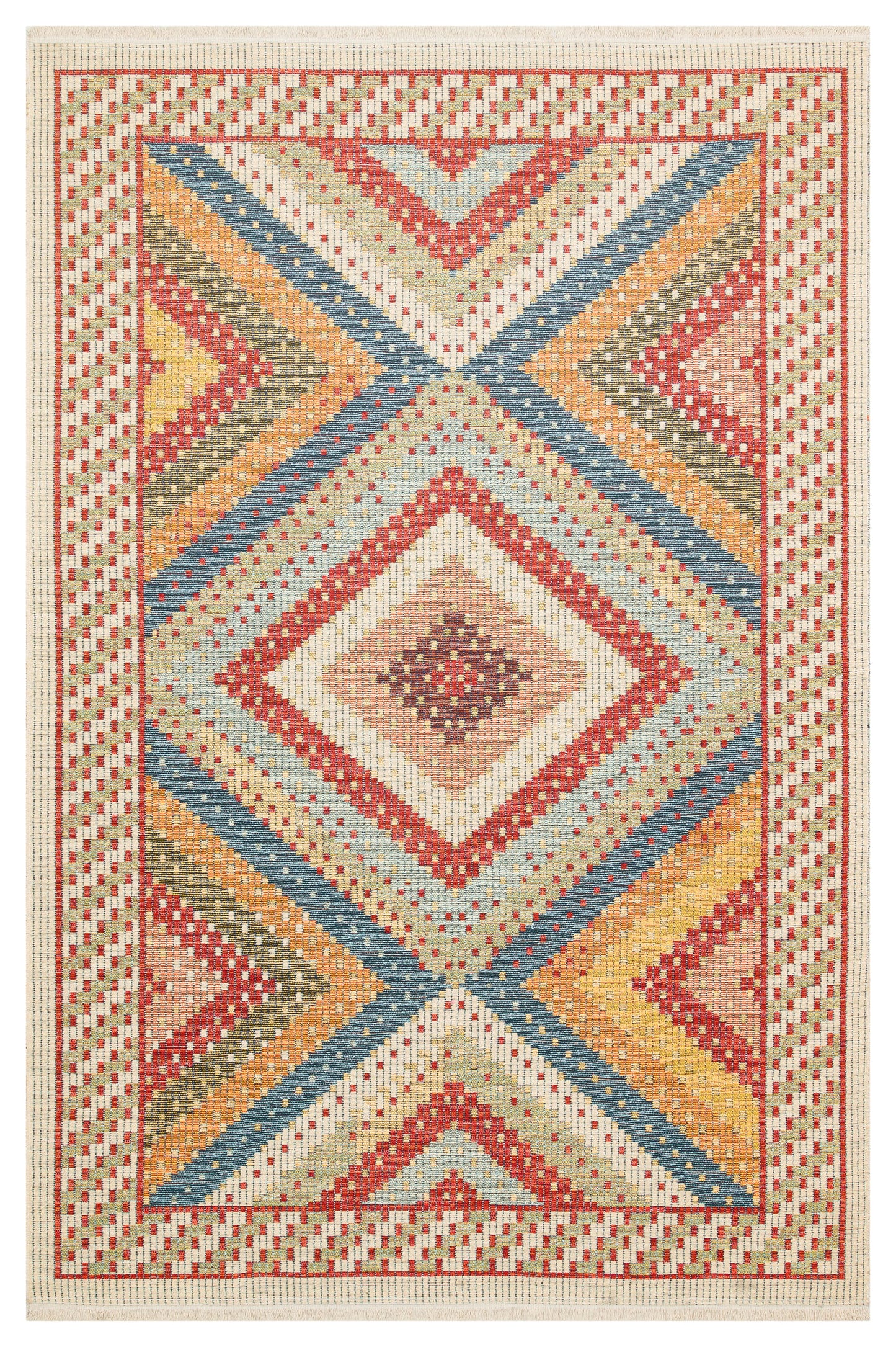 NOMAD 10 RED Makinede Yıkanabilir Çift Taraflı  Otantik Dokuma Kilim