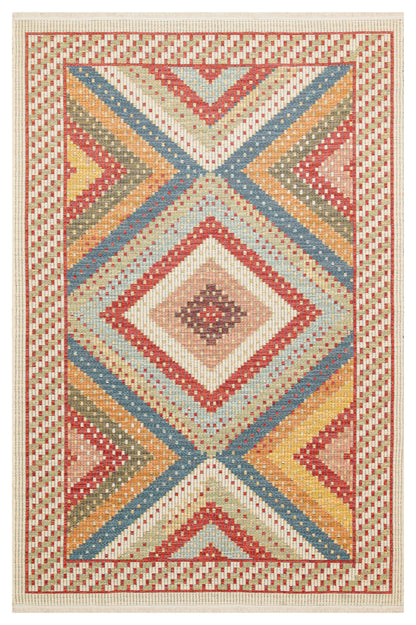 NOMAD 10 RED Makinede Yıkanabilir Çift Taraflı  Otantik Dokuma Kilim