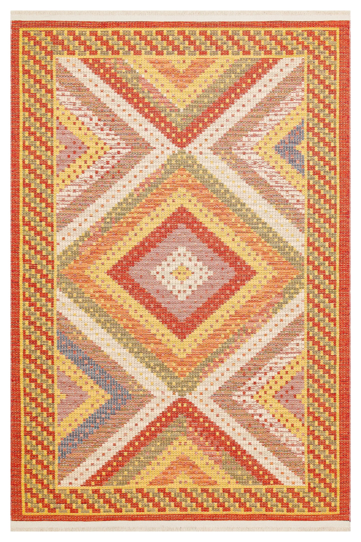 NOMAD 10 RED Makinede Yıkanabilir Çift Taraflı  Otantik Dokuma Kilim