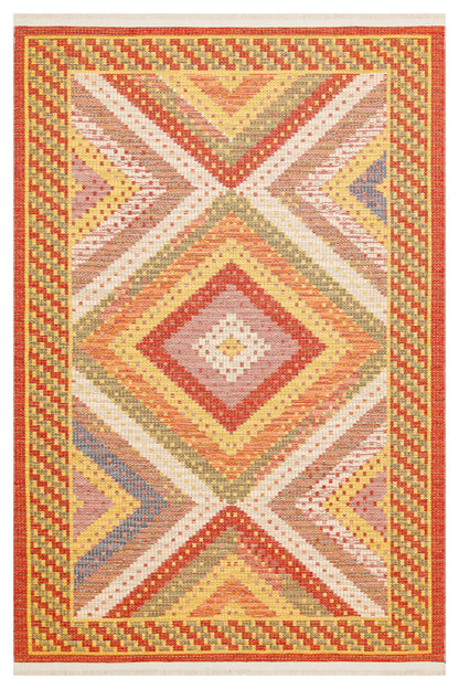 NOMAD 10 RED Makinede Yıkanabilir Çift Taraflı  Otantik Dokuma Kilim