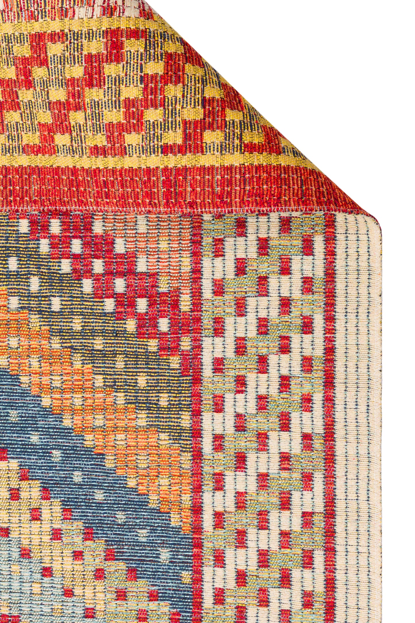 NOMAD 10 RED Makinede Yıkanabilir Çift Taraflı  Otantik Dokuma Kilim