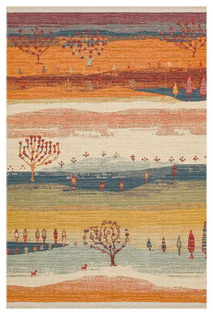 NOMAD 12  TERRA Makinede  Yıkanabilir Çift Taraflı Otantik Dokuma Kilim