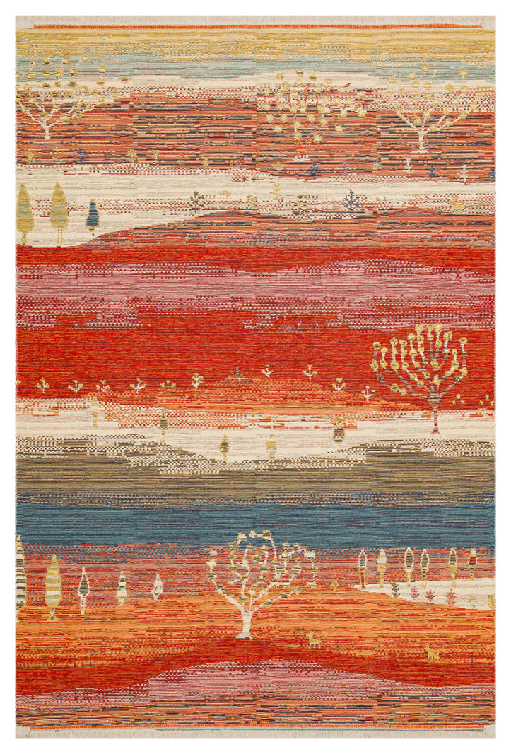 NOMAD 12  TERRA Makinede  Yıkanabilir Çift Taraflı Otantik Dokuma Kilim