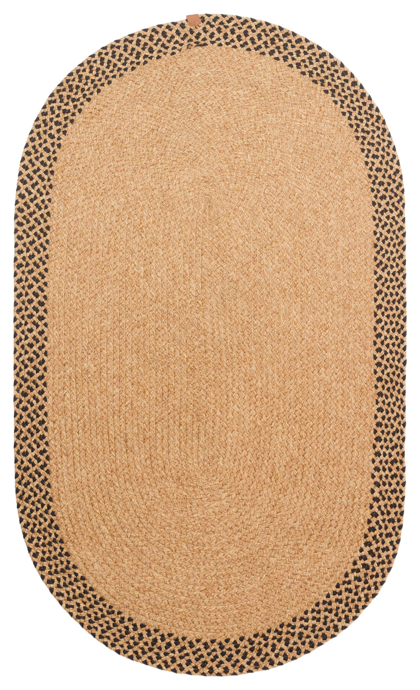 PATNA  19 NATURAL BLACK OVAL Jüt Hasır Görünümlü Dış Mekan Uyumlu Hav Toz Vermez Örgü Halı