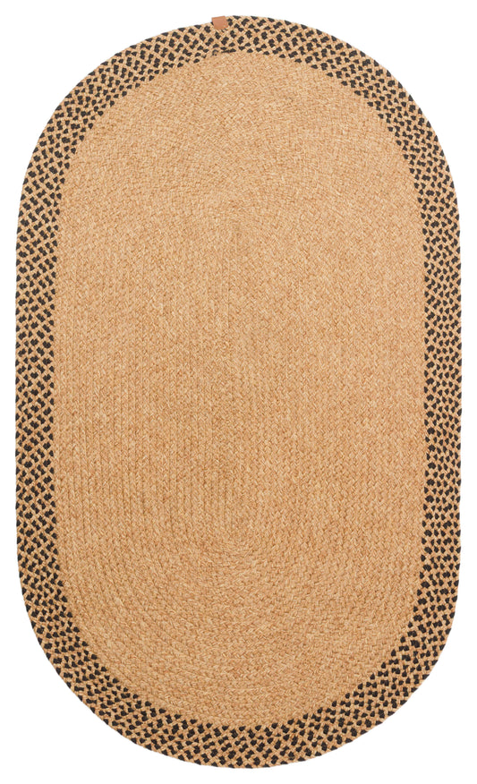 PATNA  19 NATURAL BLACK OVAL Jüt Hasır Görünümlü Dış Mekan Uyumlu Hav Toz Vermez Örgü Halı
