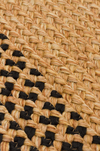 PATNA  19 NATURAL BLACK OVAL Jüt Hasır Görünümlü Dış Mekan Uyumlu Hav Toz Vermez Örgü Halı