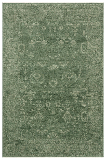 SHIRAZ 02 GREEN  Vintage Eskitme Desenli Modern  Yumuşak Dokulu Makine Dokuması Salon Halısı
