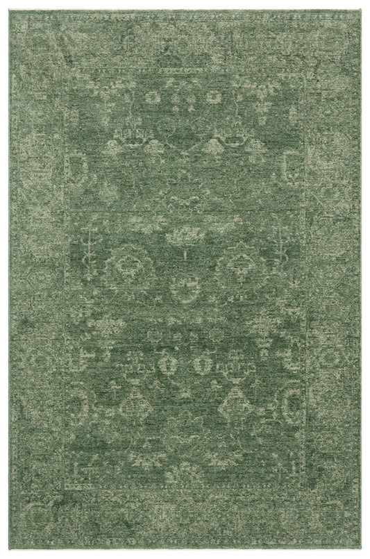SHIRAZ 02 GREEN  Vintage Eskitme Desenli Modern  Yumuşak Dokulu Makine Dokuması Salon Halısı