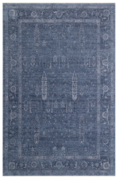 SHIRAZ 03 NAVY   Vintage Eskitme Desenli Modern  Yumuşak Dokulu Makine Dokuması Salon Halısı