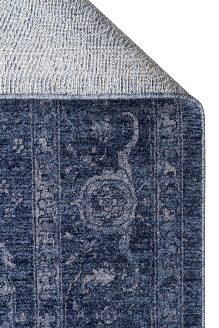 SHIRAZ 03 NAVY   Vintage Eskitme Desenli Modern  Yumuşak Dokulu Makine Dokuması Salon Halısı