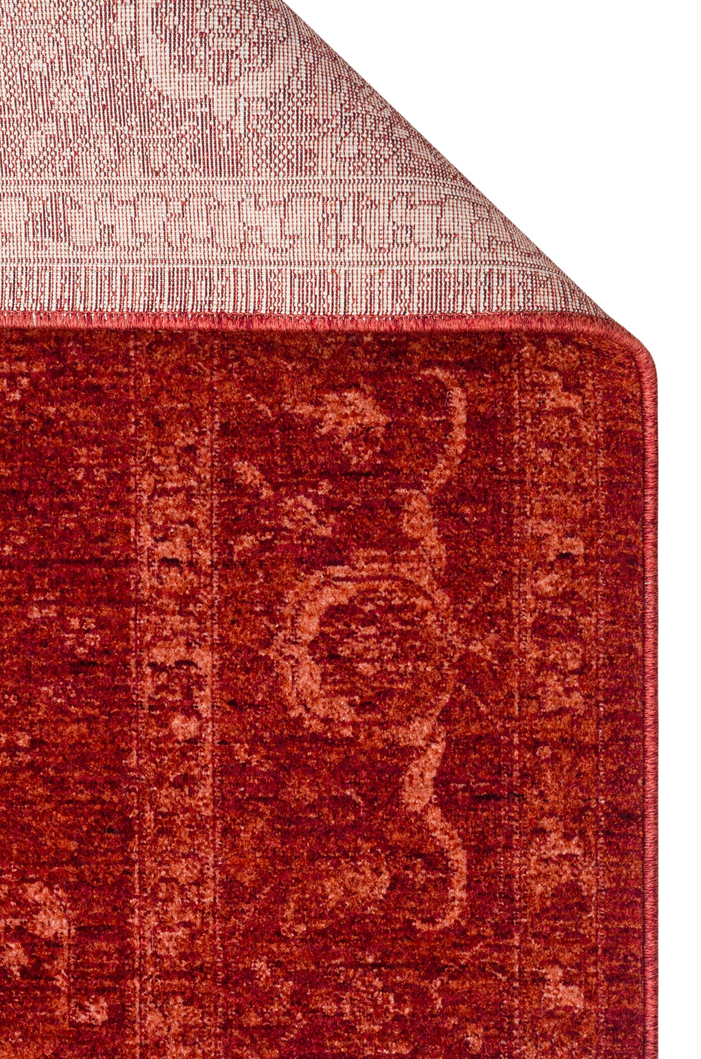 SHIRAZ 03  RED Vintage Eskitme Desenli Yumuşak Dokulu Makine Dokuması Kırmızı Salon Halısı