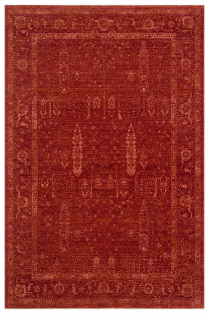 SHIRAZ 03  RED Vintage Eskitme Desenli Yumuşak Dokulu Makine Dokuması Kırmızı Salon Halısı