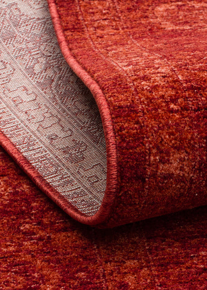 SHIRAZ 03  RED Vintage Eskitme Desenli Yumuşak Dokulu Makine Dokuması Kırmızı Salon Halısı