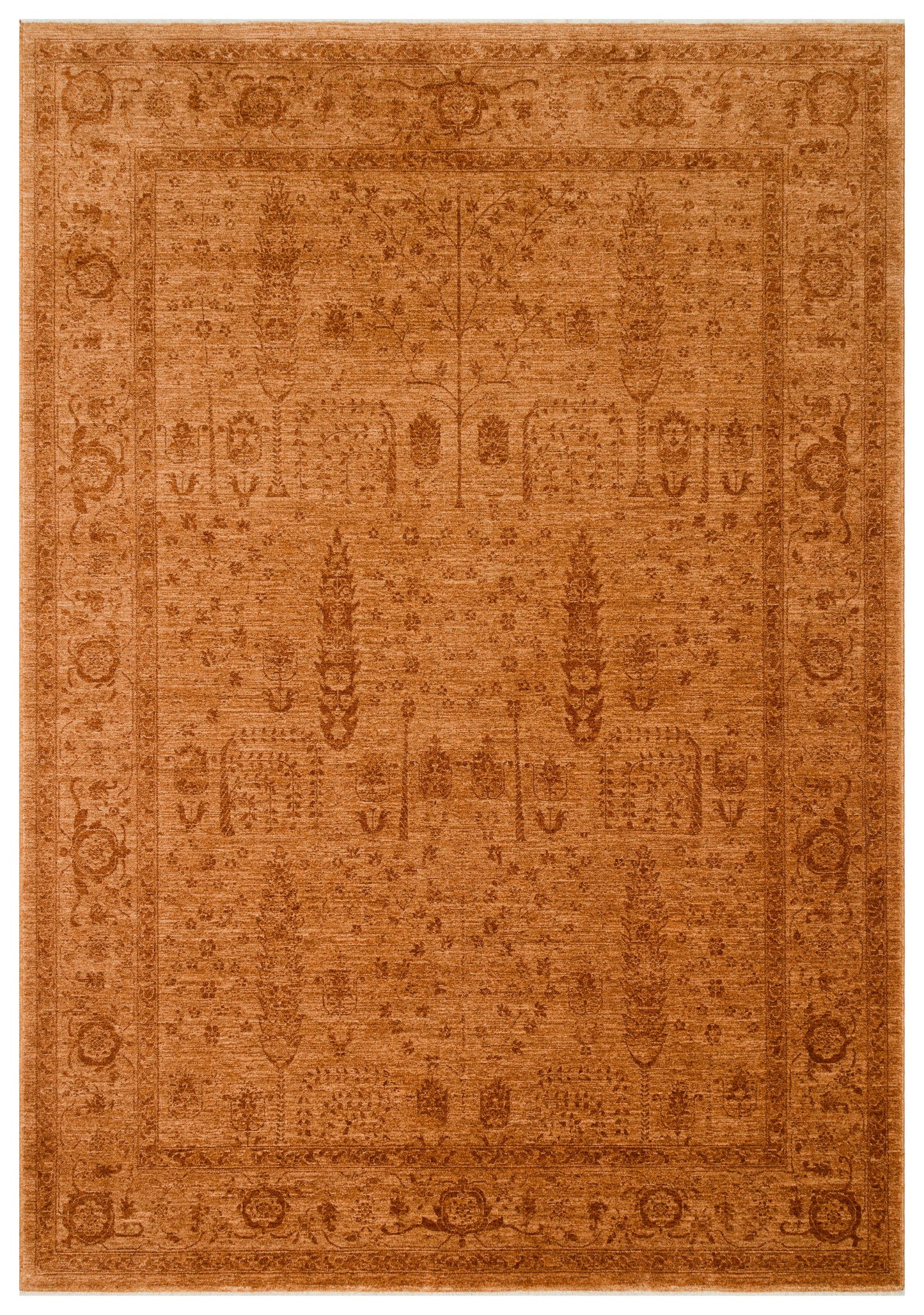 SHIRAZ  03 TERRA Vintage Eskitme Desenli Modern Yumuşak Dokulu Makine Halısı
