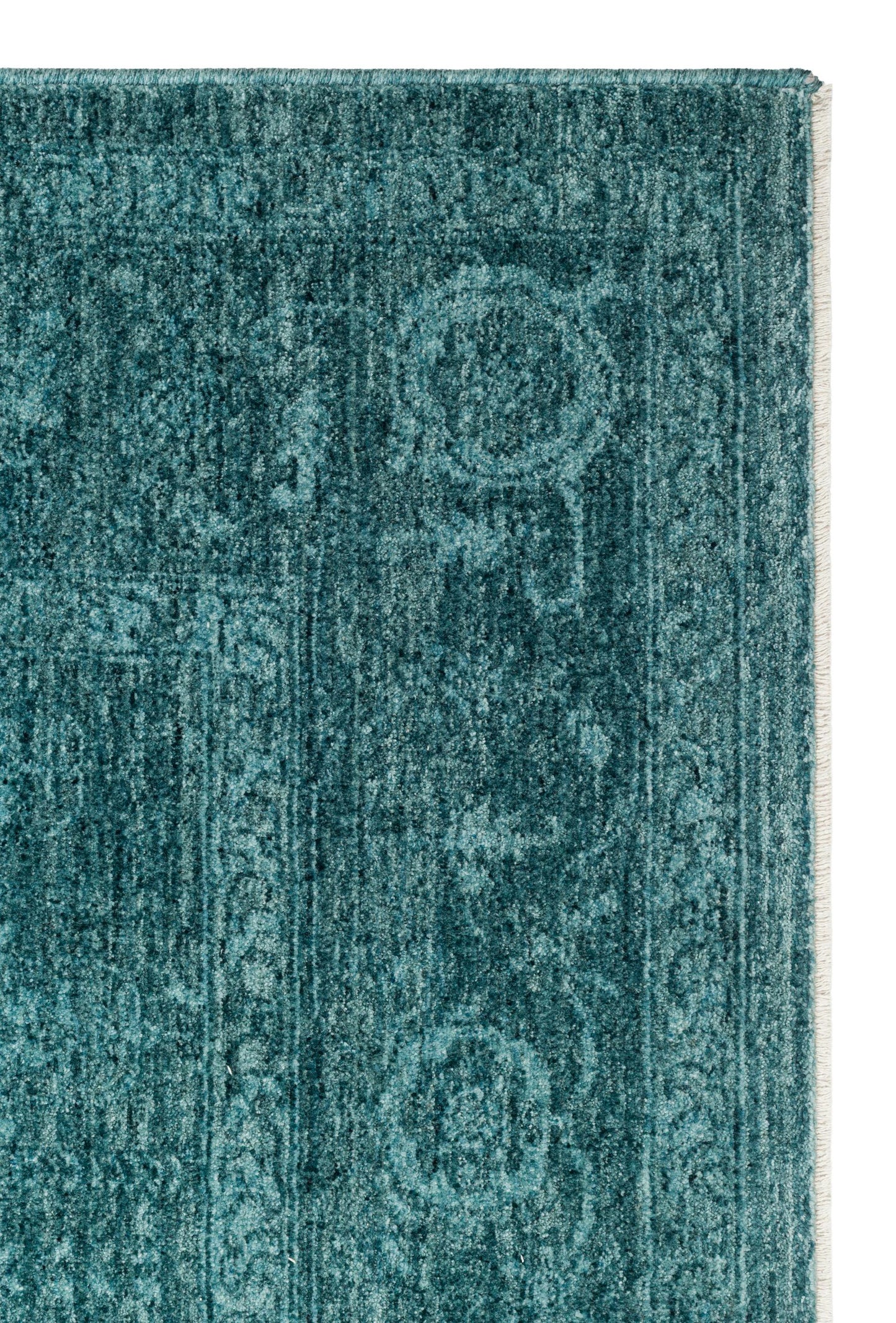 SHIRAZ 03 TURQUOISE Vintage Eskitme Desenli Modern Yumuşak Dokulu Makine Halısı
