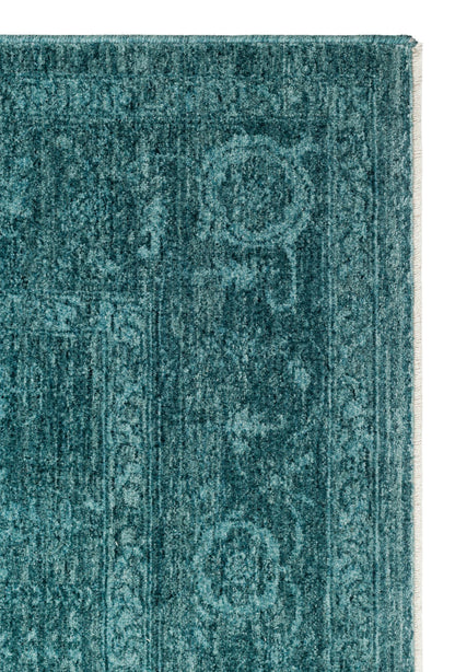 SHIRAZ 03 TURQUOISE Vintage Eskitme Desenli Modern Yumuşak Dokulu Makine Halısı