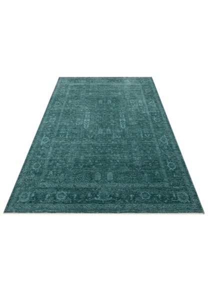 SHIRAZ 03 TURQUOISE Vintage Eskitme Desenli Modern Yumuşak Dokulu Makine Halısı