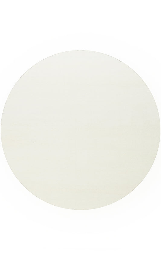 ZEN  01 White Yuvarlak  Hav Toz Vermez Yumuşak Tuşeli Zarif Tek Renkli Beyaz Makine Halısı