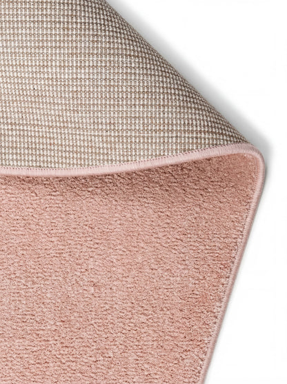 ZEN AMORF 01 Pink Hav Toz Vermez Yumuşak Tuşeli Zarif Tek Renk Pembe Makine Halısı