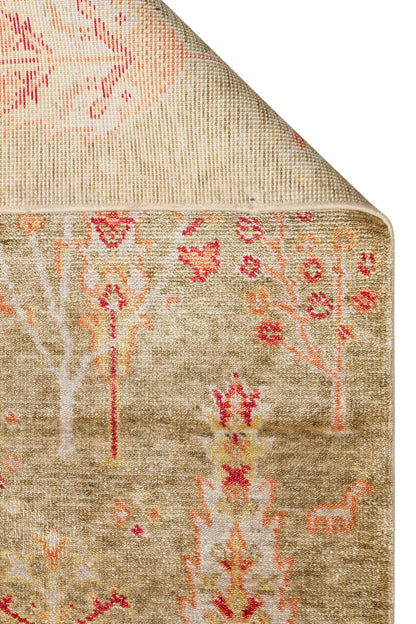 ZARA 08 GREEN AUTUMN Otantik Desenli Özel Hav Vermeyen ve Kolay Temizlenebilir Tensel Kullanılarak El Emeği ile Özel Tezgahlarda Üretilen Modern Uşak Halısı