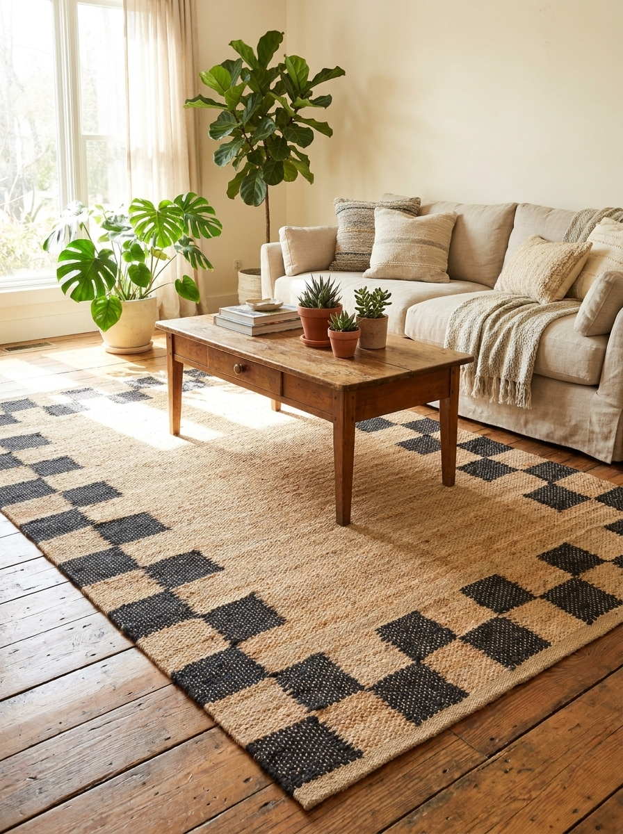 ECHO  13 NATURAL BLACK XW Jüt ile Üretilen El Dokuma Sisal Kilim